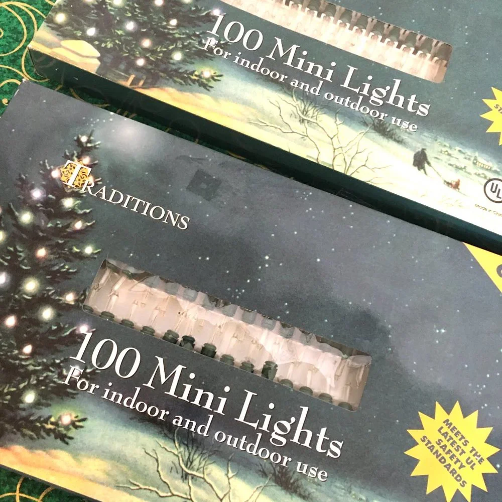 CLEAR MINI STRING LIGHTS 100 Ct - Set of Two Boxes - Indoor Outdoors NWT NOS *